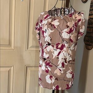 Liz Claiborne Pink and Cream Floral Blouse